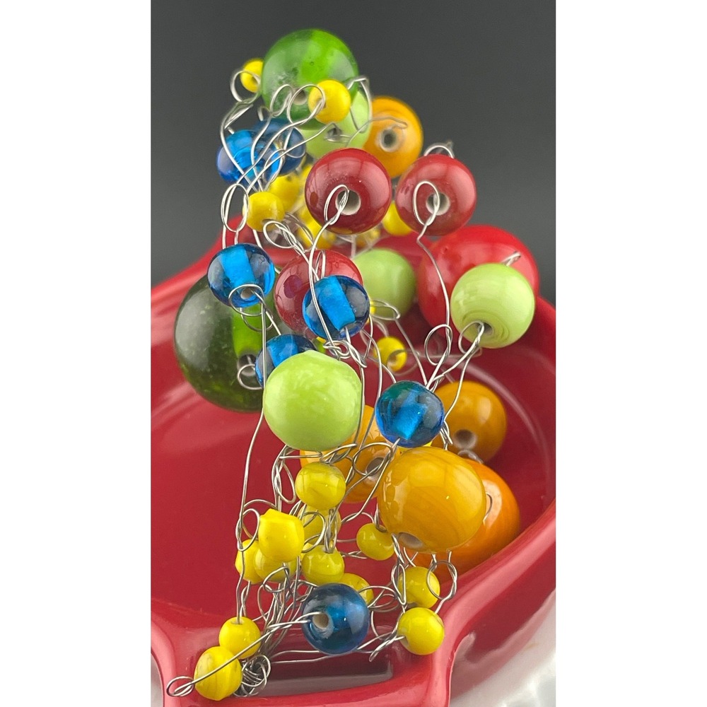 Manouk Sculptural Glass Bead Bracelet Statement Multicolor Wire Wrap art to wear - Picture 6 of 16
